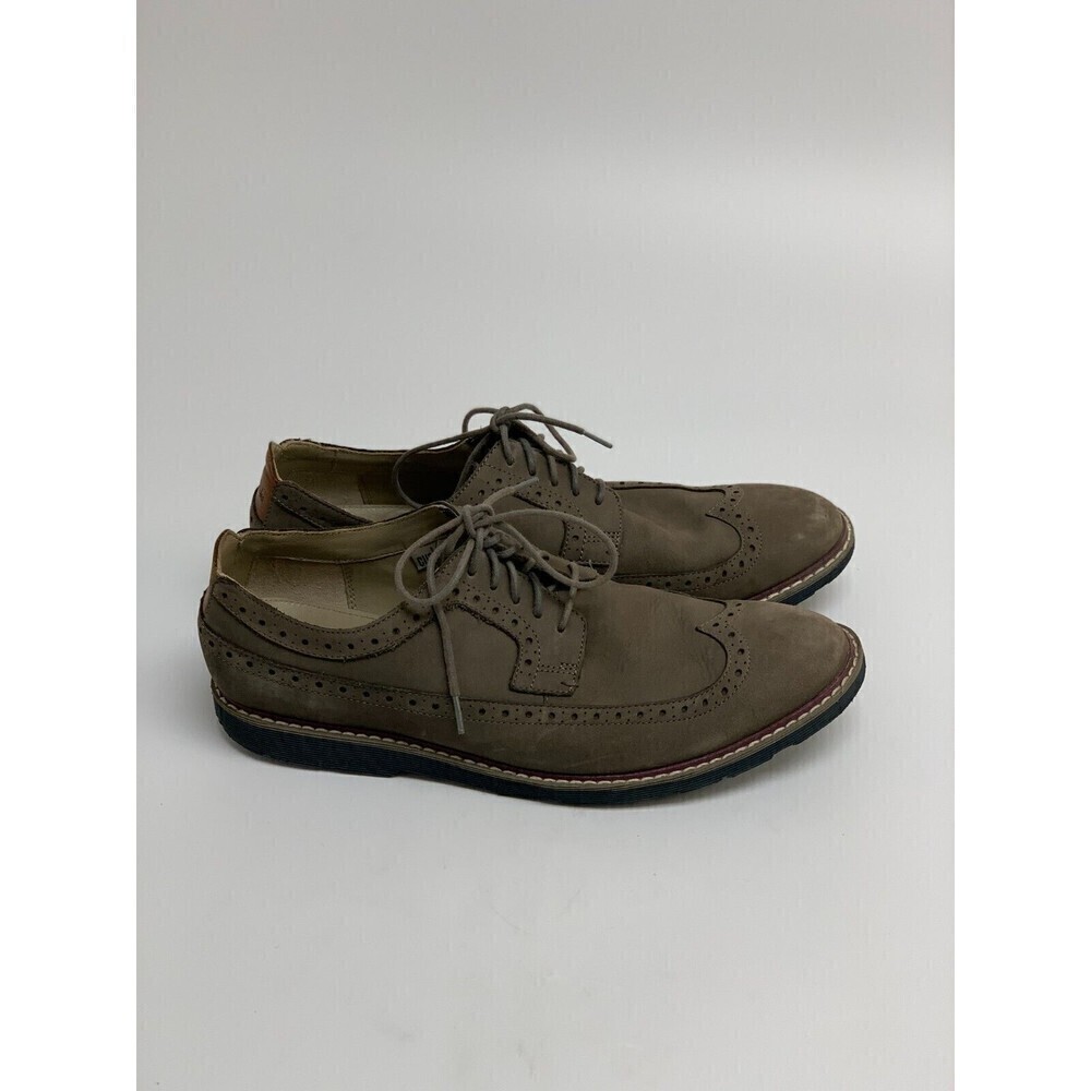 Clarks Tor England Taupe Nubuck‎ Cushion Oxford Lace Up Wingtip Brogue Mens 9.5